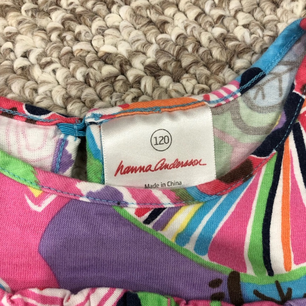 Hanna Andersson Girls 6-7 (120cm) Vibrant Multi-Colored Sleeveless Shift Dress - Picture 4 of 12